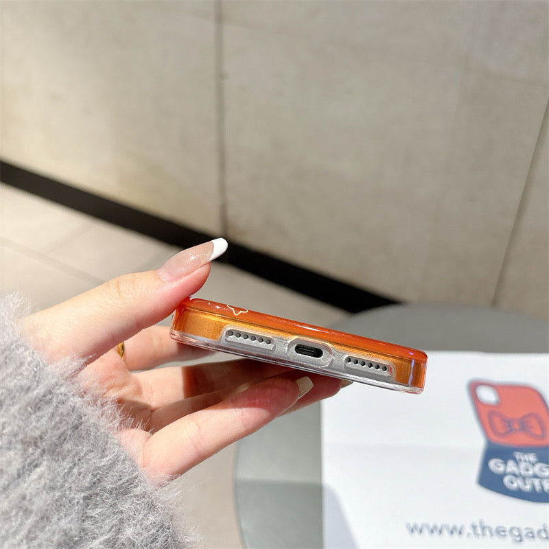 Orange Shiny Star Phone Case - Aesthetic Glitter iPhone Cover