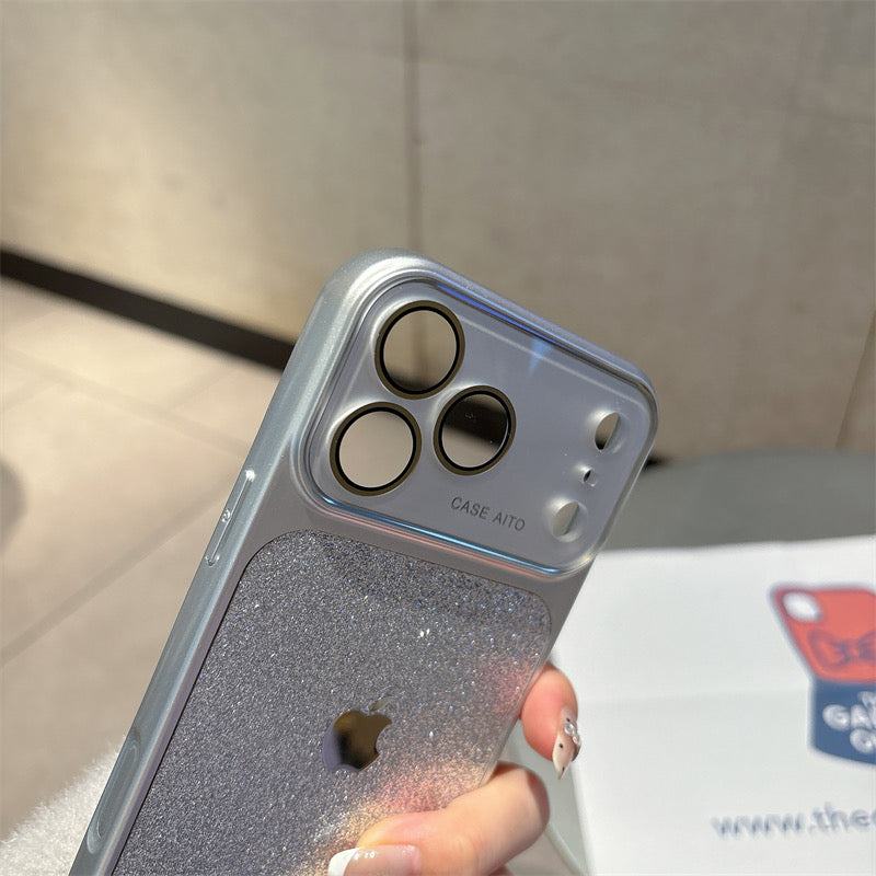 Luxury Silver Glitter iPhone Case – Sparkling Protective Cover with Lens Guard