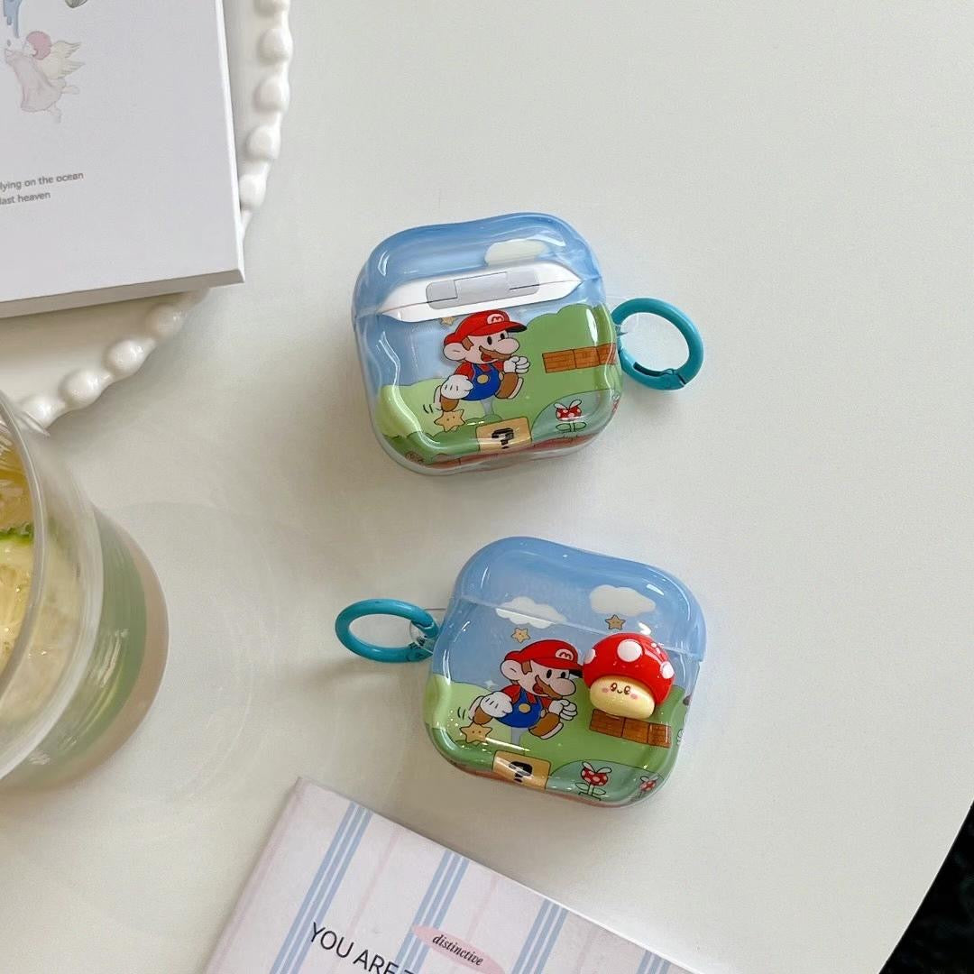 Super Mario Adventure AirPods Case with a blue ring