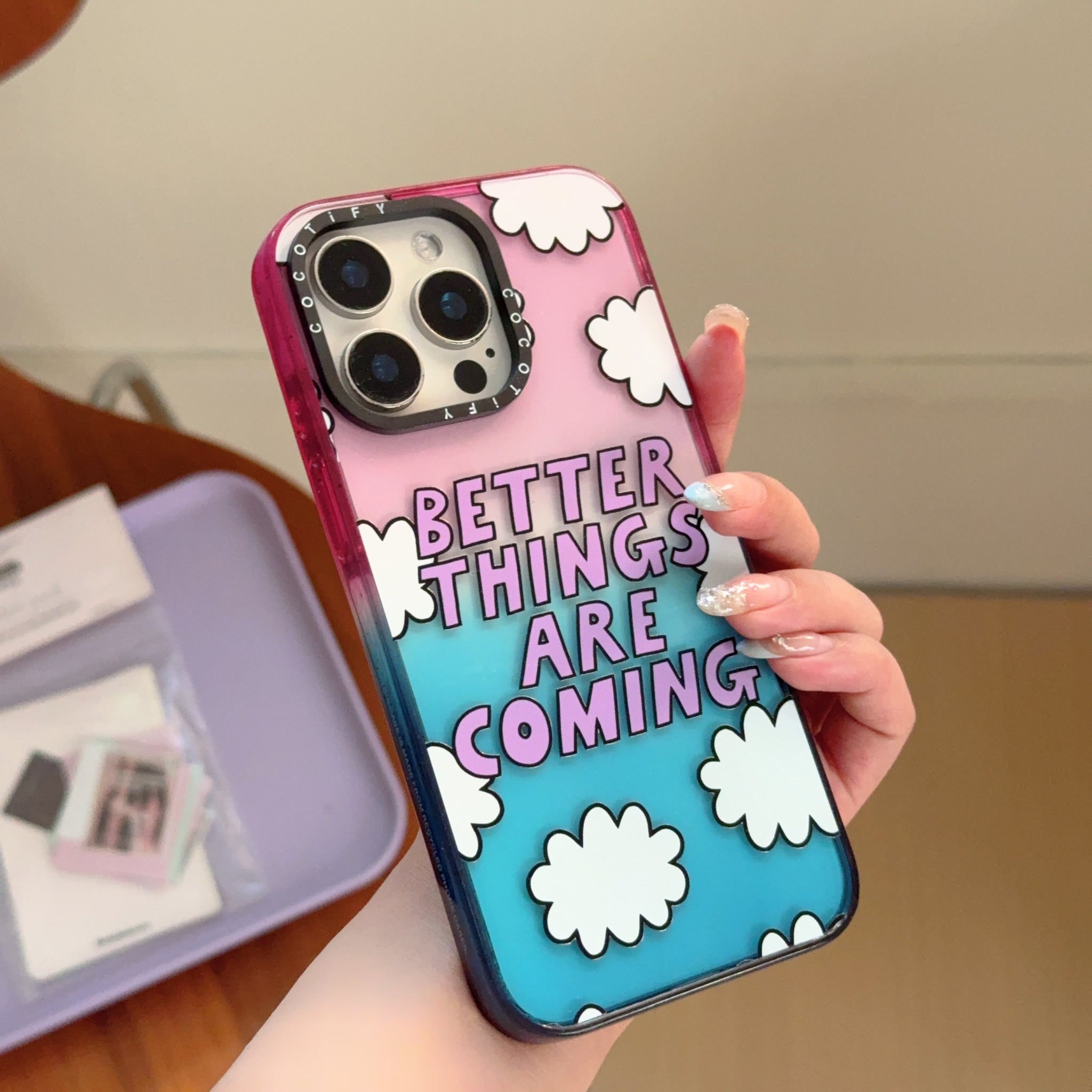 Better Things Are Coming Gradient Cloud Phone Case – Cute Aesthetic Protective Cover