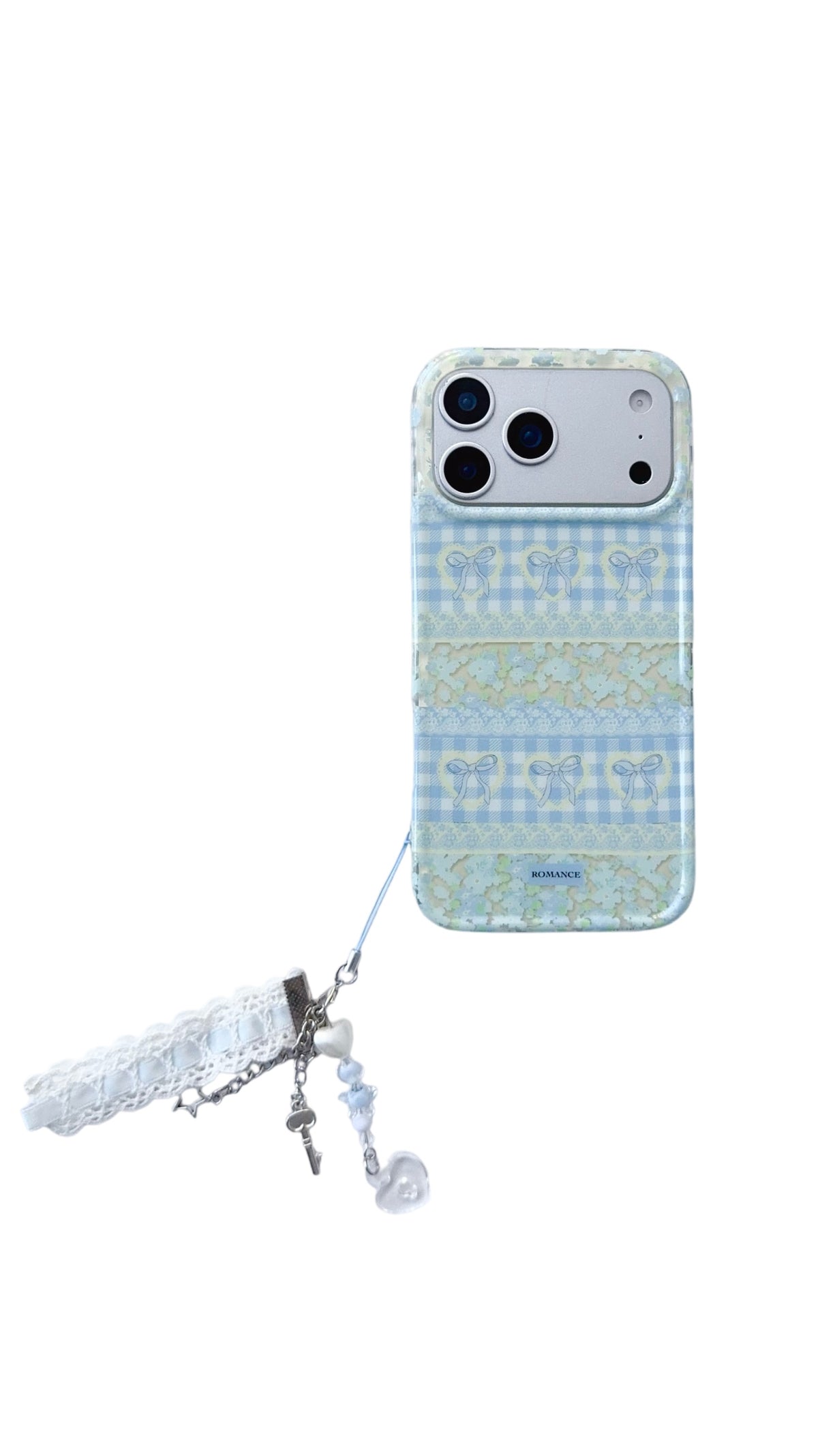 Pastel Bow & Floral Aesthetic iPhone Case With Charm Strap