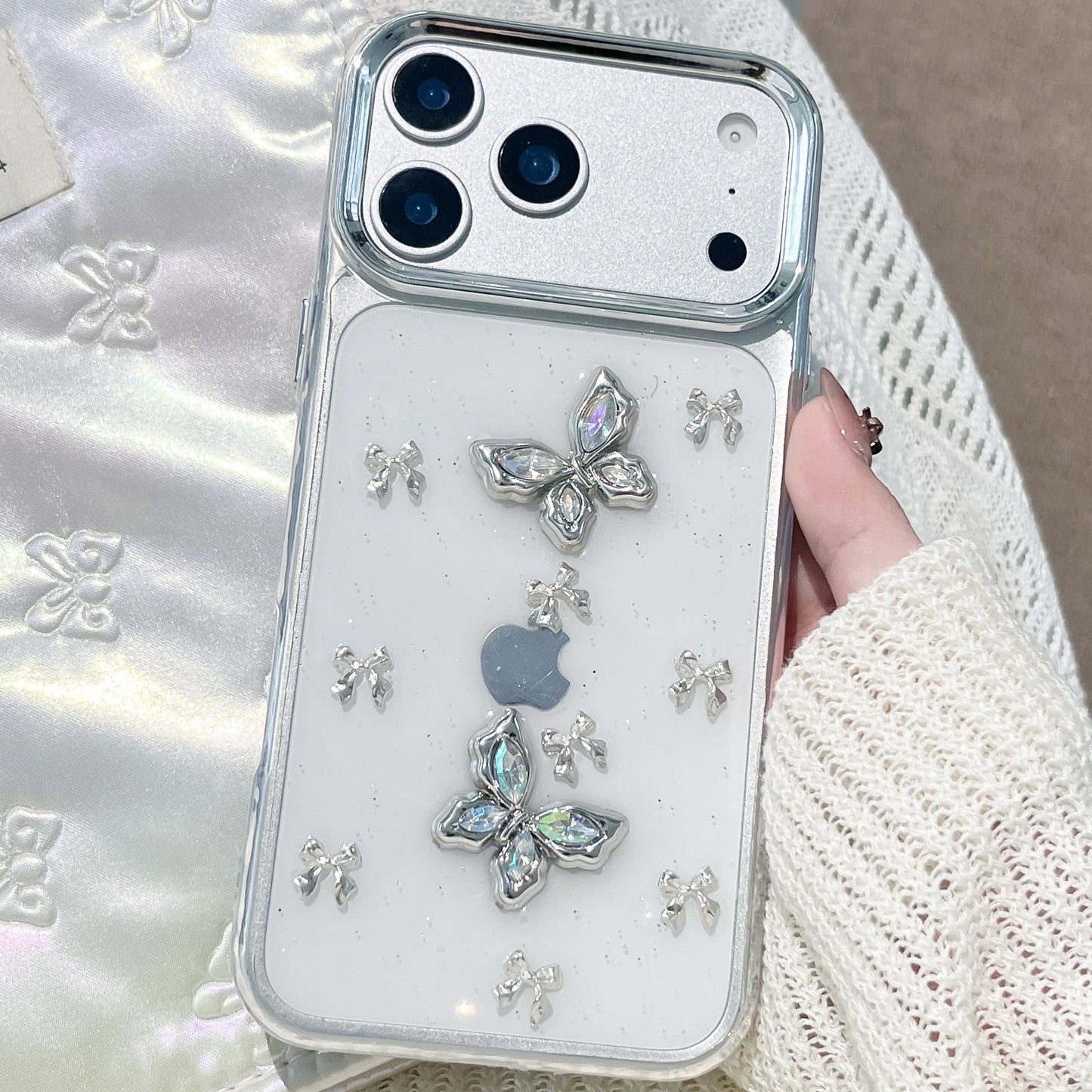 Crystal Butterfly 3D Protective Case – Cute Transparent Cover with Shiny Appearance