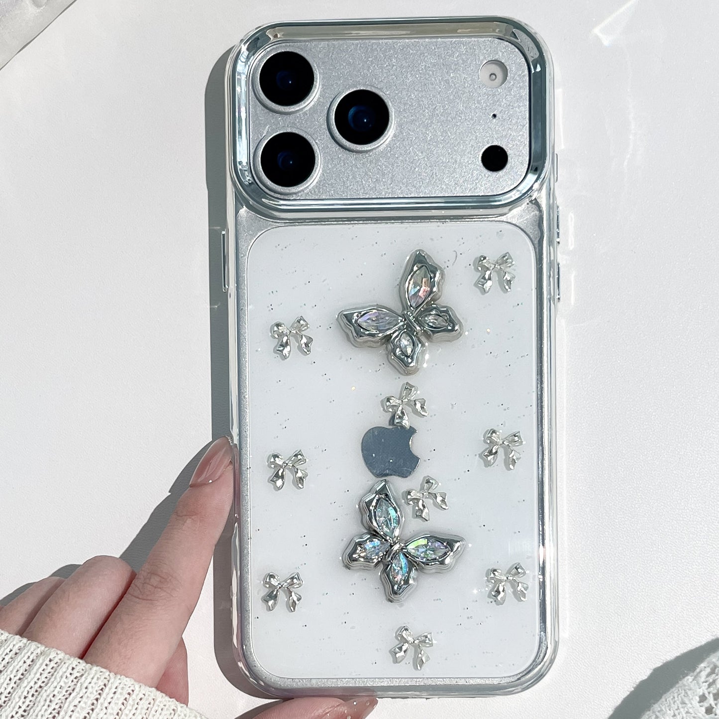 Crystal Butterfly 3D Protective Case – Cute Transparent Cover with Shiny Charms