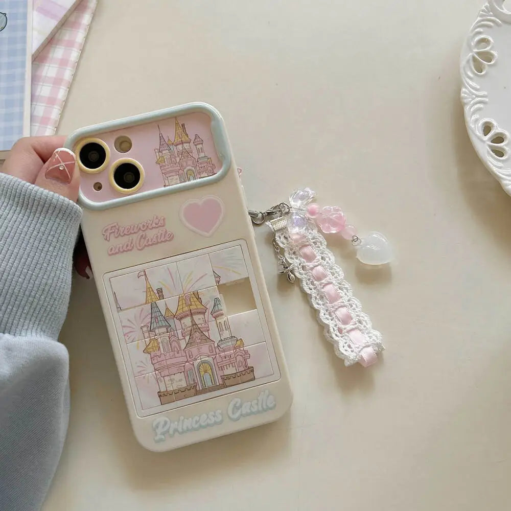 Playing Puzzle Castle Case With Pendant Charm