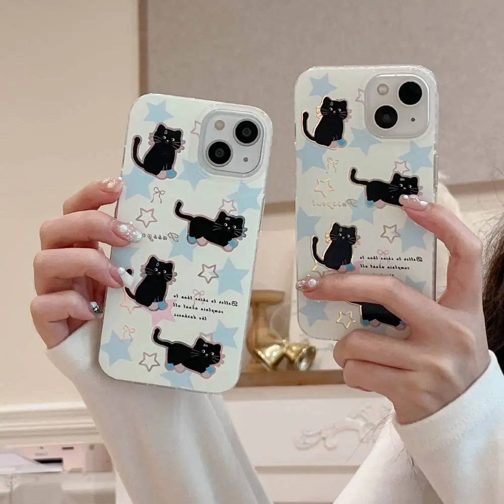 Black Pussy Cat Sprinkle Glitter Case