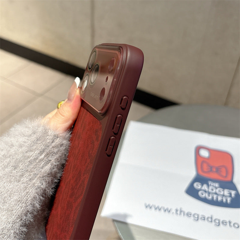 Luxury Wine Red Leopard Print Case for iPhone | Elegant Slim Leather Cover