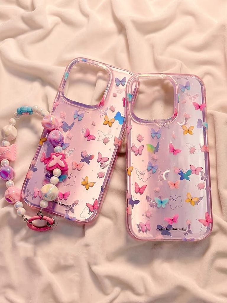 Whimsical Butterfly Garden Case with Beaded Heart Charm