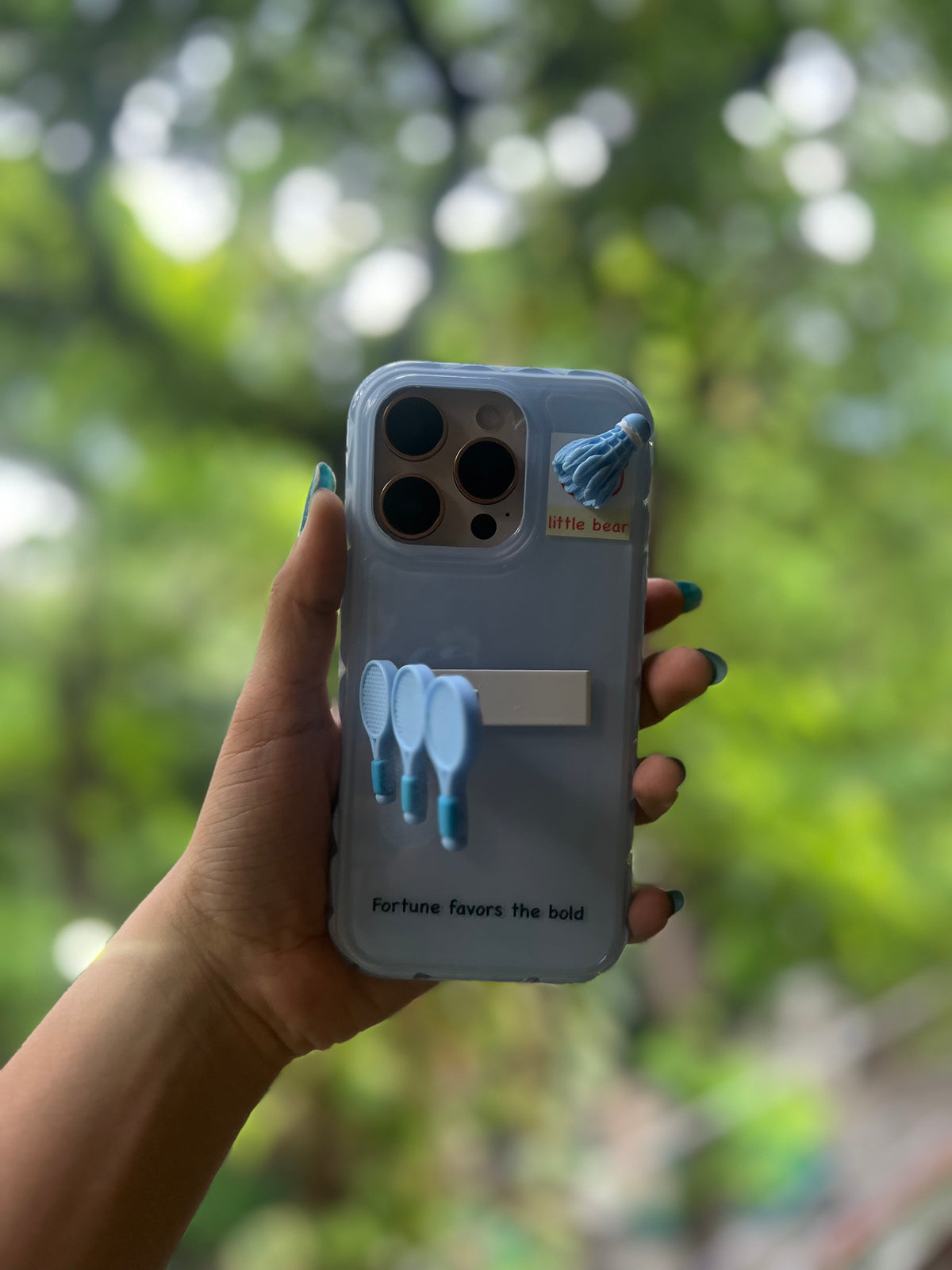 Blue badminton Vibes Case – “Fortune Favors the Bold” 💙