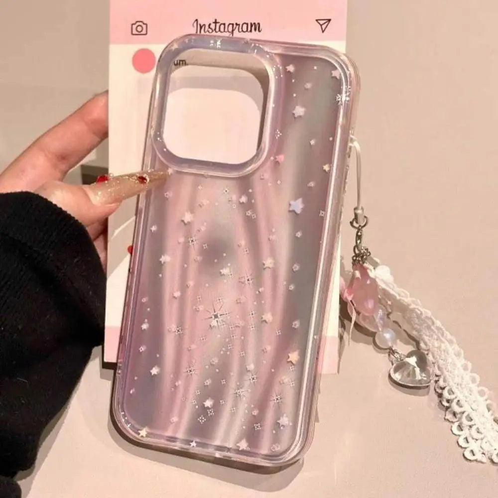 Pink 3D Stardust Case with Ribbon Pendant Charm