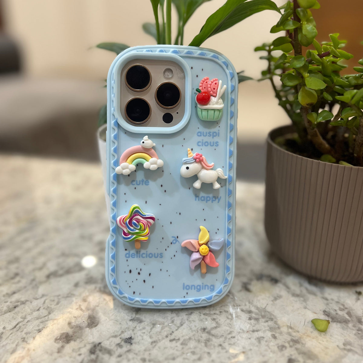 3D Kawaii Unicorn & Candy Phone Case – Cute Pastel Aesthetic Protective Cover