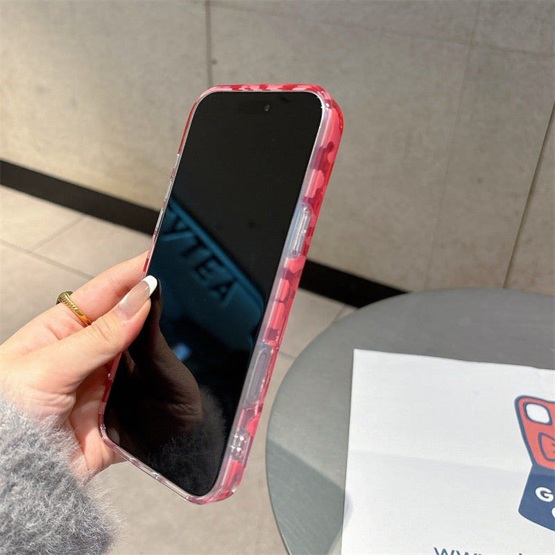 Pink Leopard Print Glitter Phone Case | Aesthetic Animal Print iPhone Cover