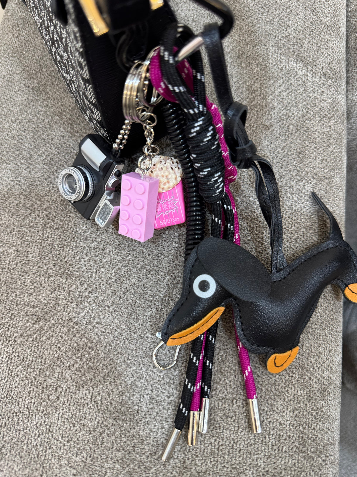 Cute Black Bird Dog Charm with LEGO & Camera Accessories