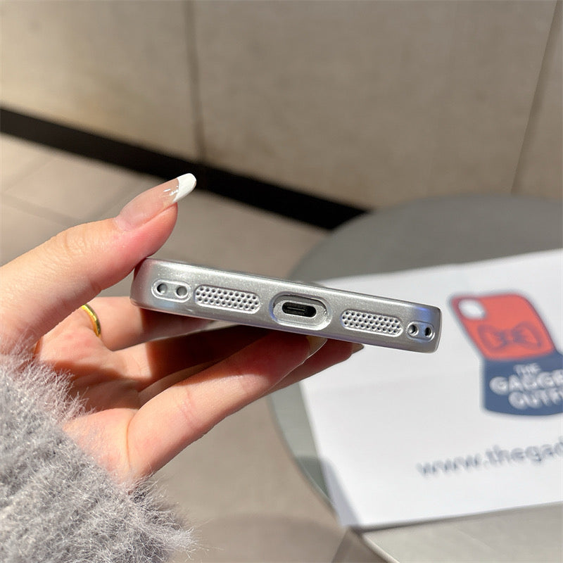 Luxury Silver Glitter iPhone Case – Sparkling Protective Cover with Lens Guard