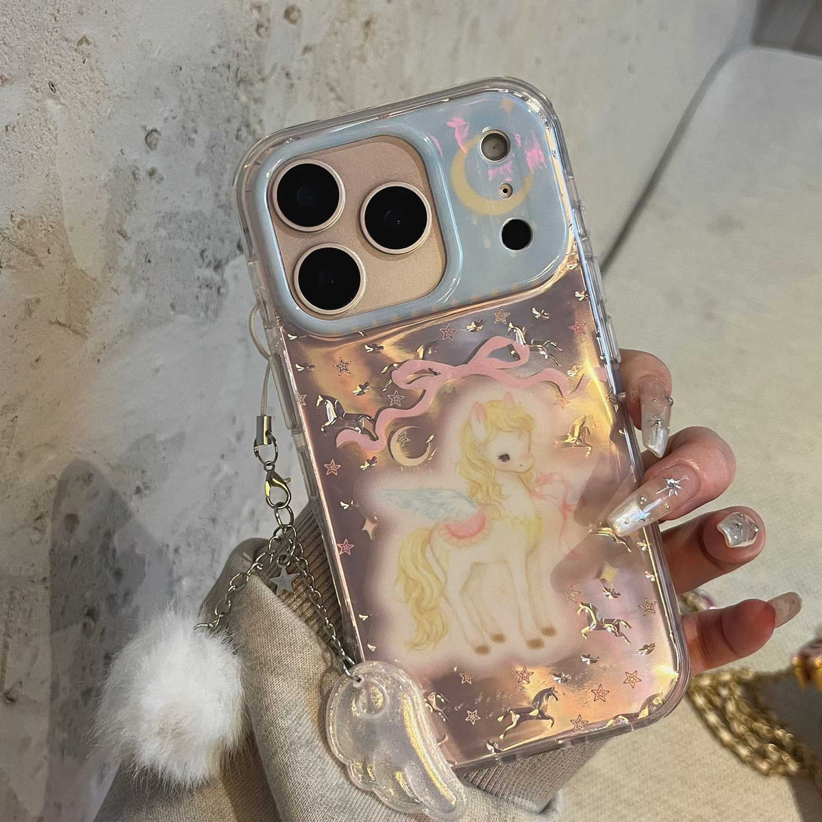 Cute Unicorn iPhone Case with Soft Charm – Clear Protective Cover