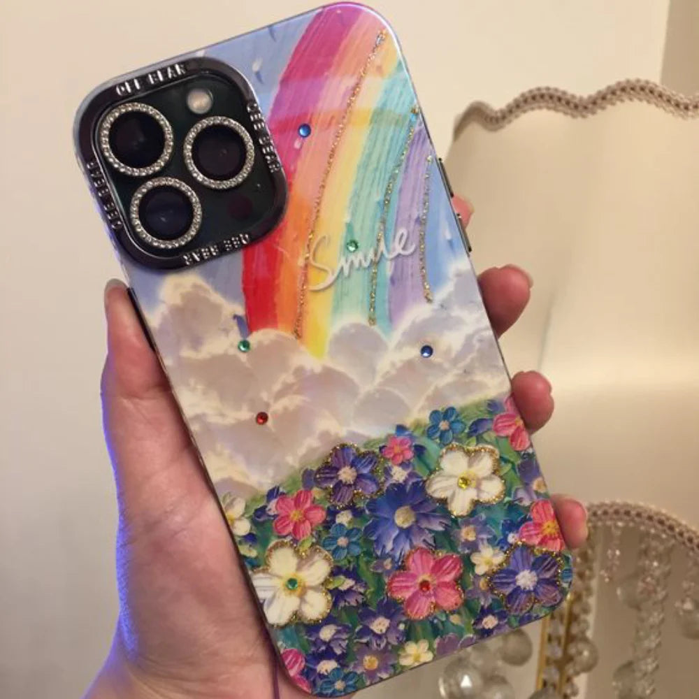 Holographic Rainbow Flower Case