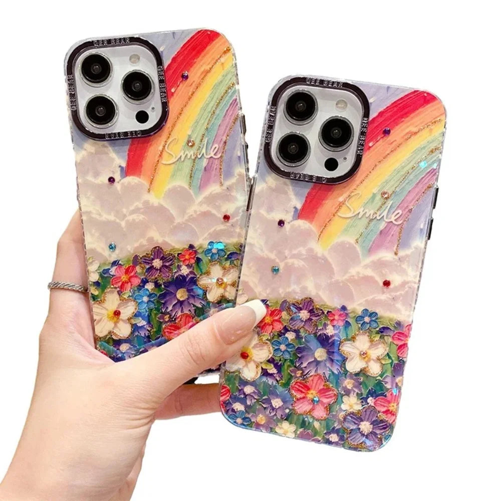 Holographic Rainbow Flower Case