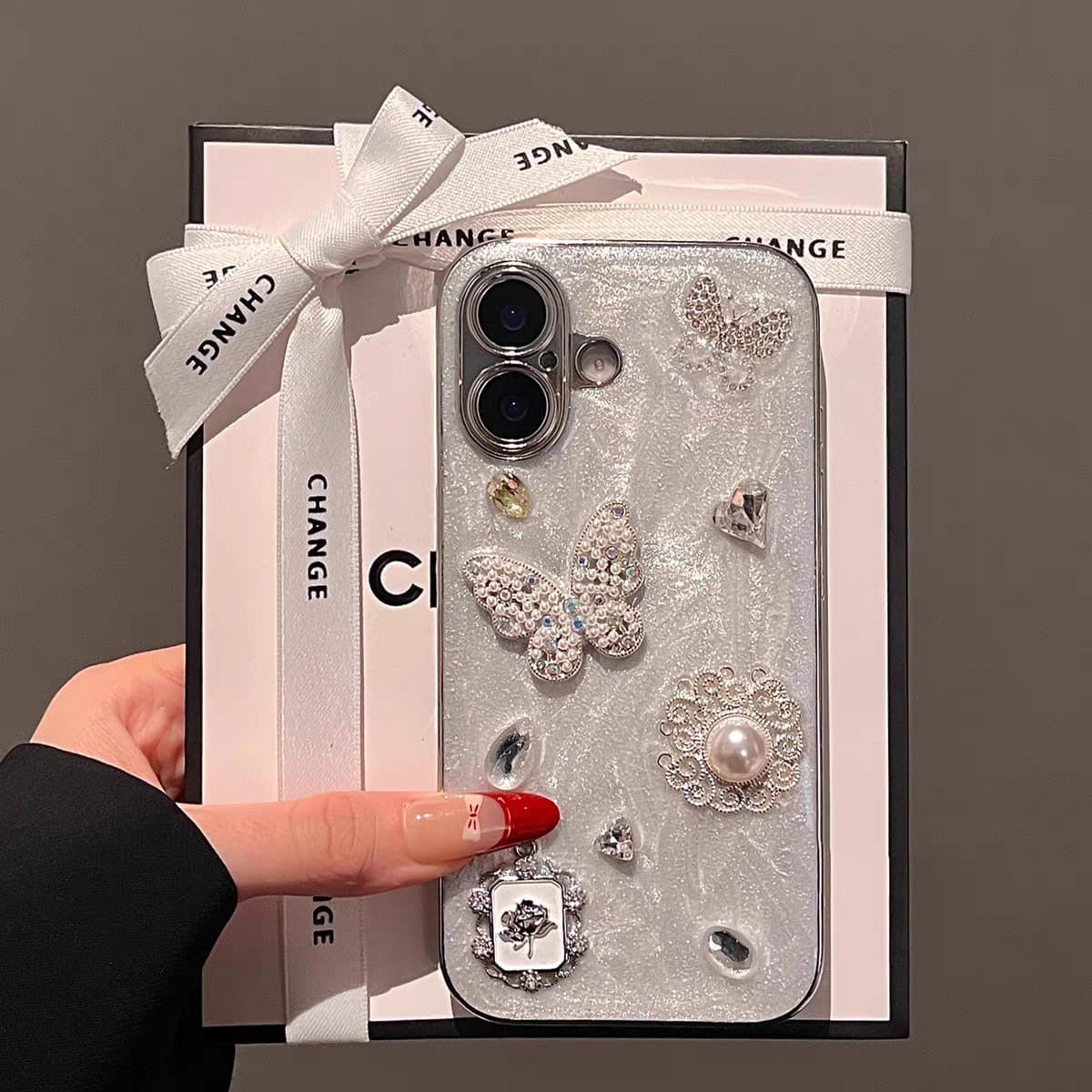 Elegant Pearl & Butterfly Glam Case