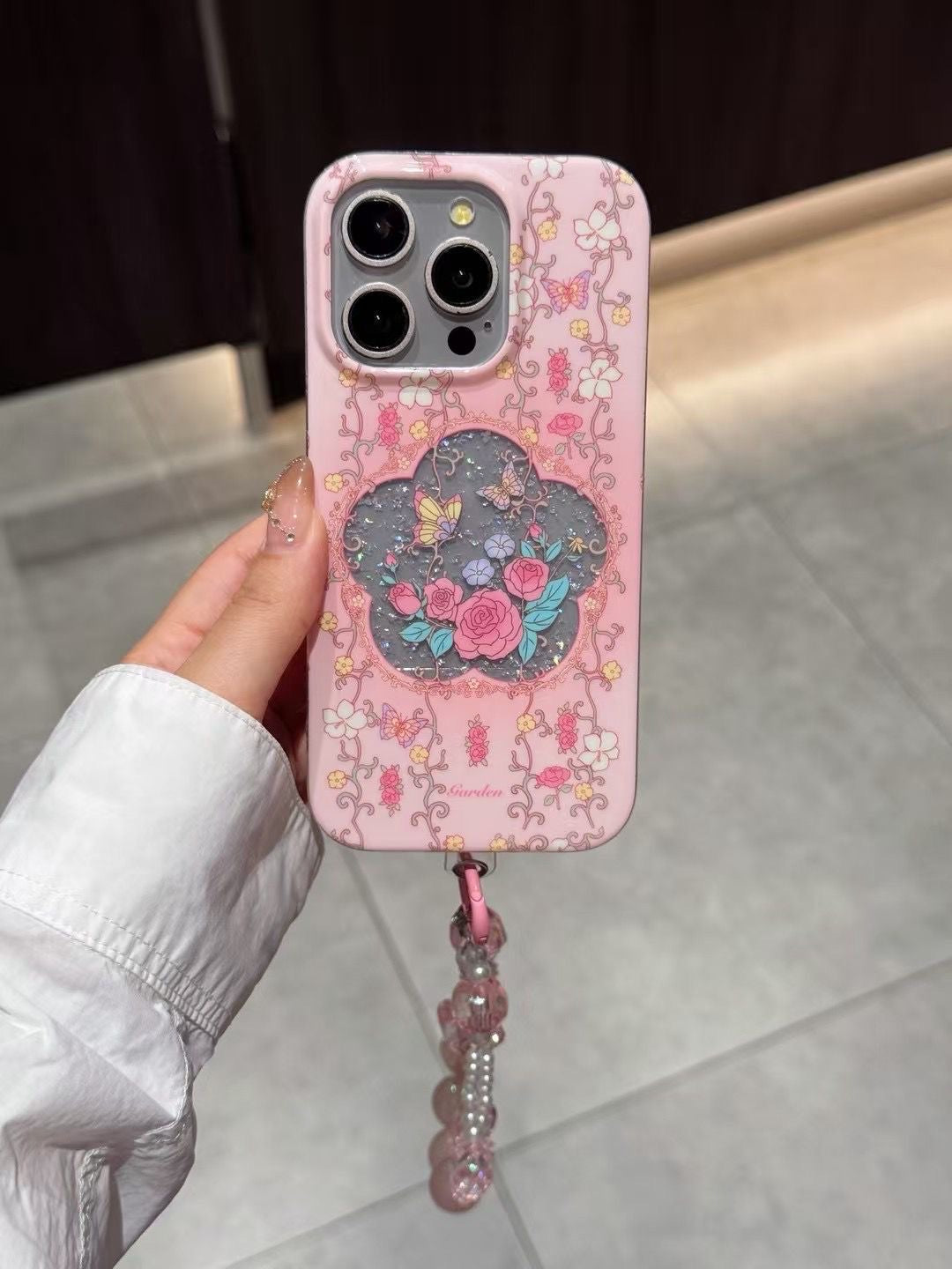 Blush Garden Bloom Case with Beaded Charm πΈβ¨