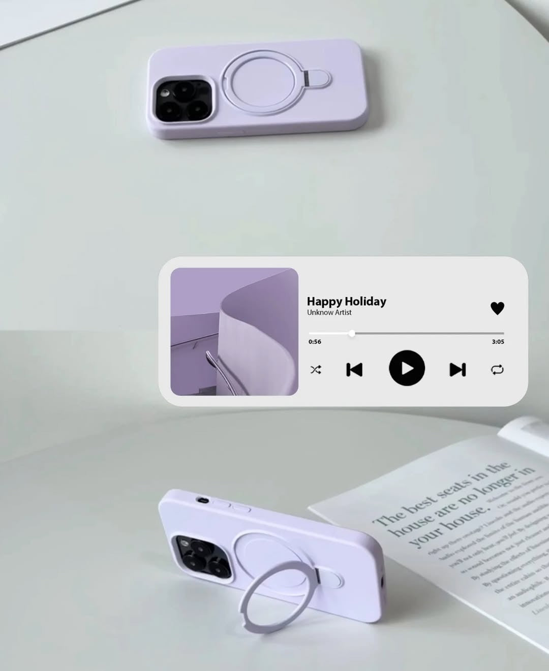 Lavender Purple Phone Case with Rotating Ring Stand – Stylish & Protective Cover