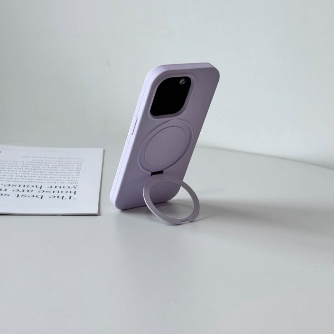 Lavender Purple Phone Case with Rotating Ring Stand – Stylish & Protective Cover