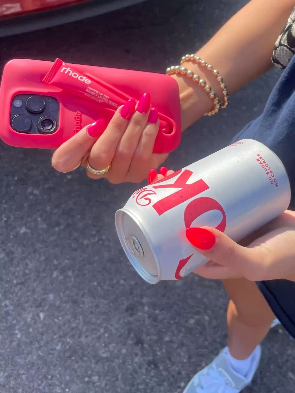 Hot Pink iPhone Case with Lip Tint & Gift Box – Stylish & Functional Set