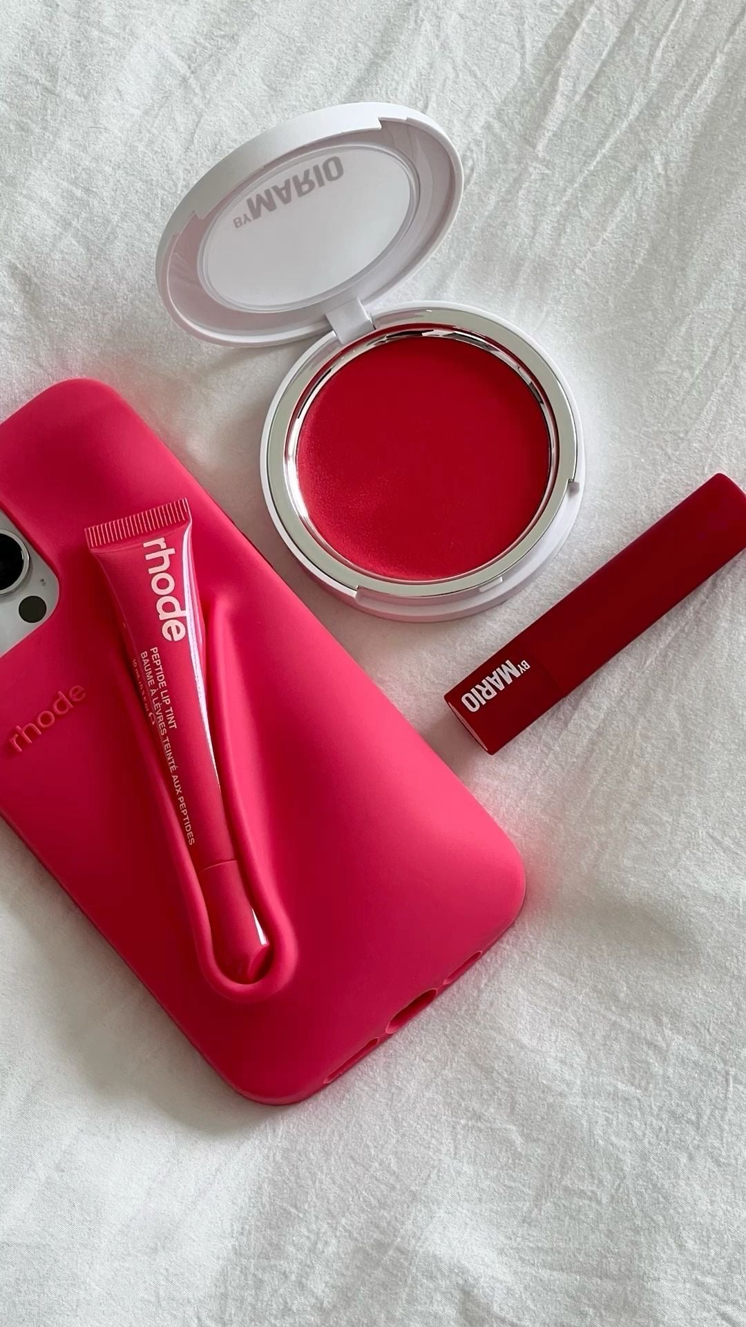 Hot Pink iPhone Case with Lip Tint & Gift Box – Stylish & Functional Set