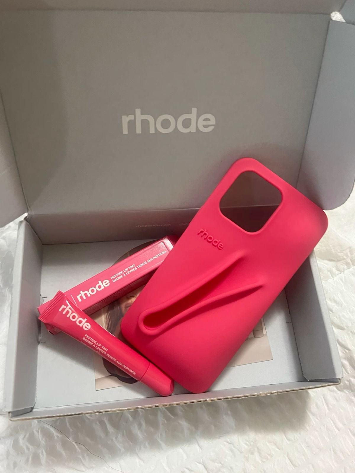 Hot Pink iPhone Case with Lip Tint & Gift Box – Stylish & Functional Set