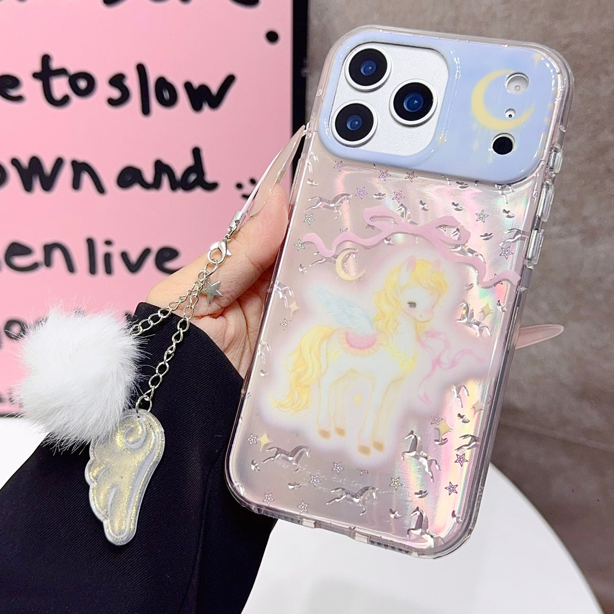 Cute Unicorn iPhone Case with Soft Charm – Clear Protective Cover