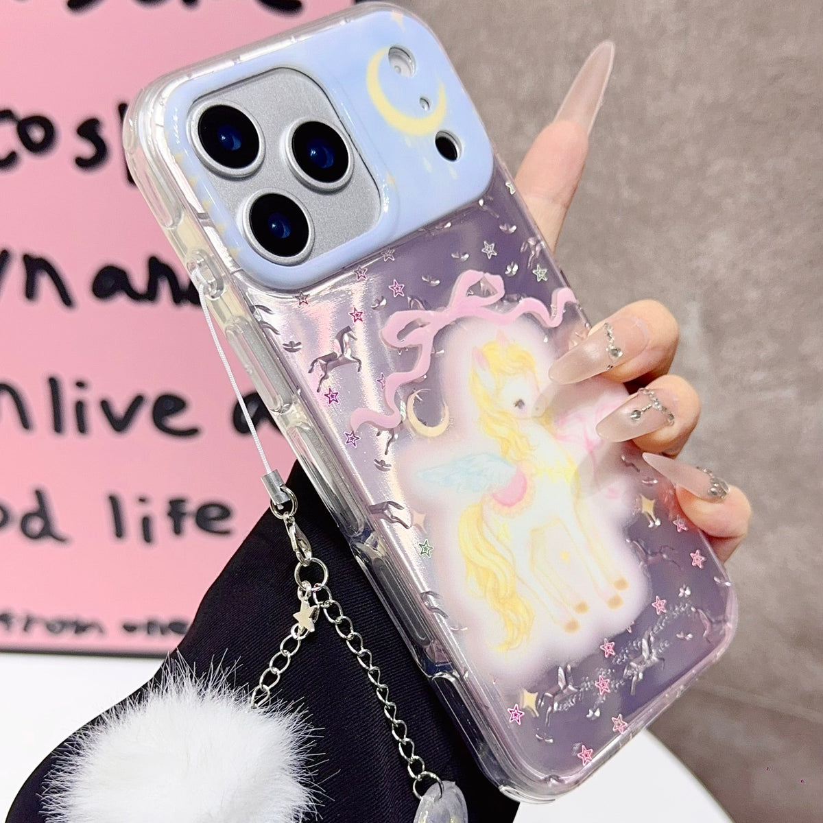 Cute Unicorn iPhone Case with Soft Charm – Clear Protective Cover