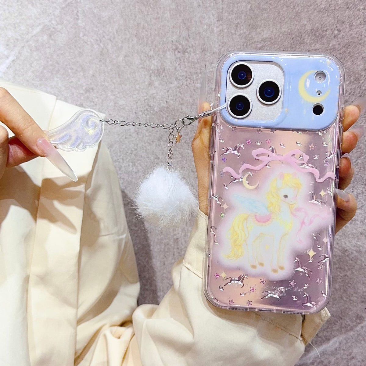 Cute Unicorn iPhone Case with Soft Charm – Clear Protective Cover