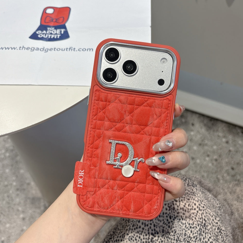 Red Quilted Camera Ring Case with Glossy Finish
