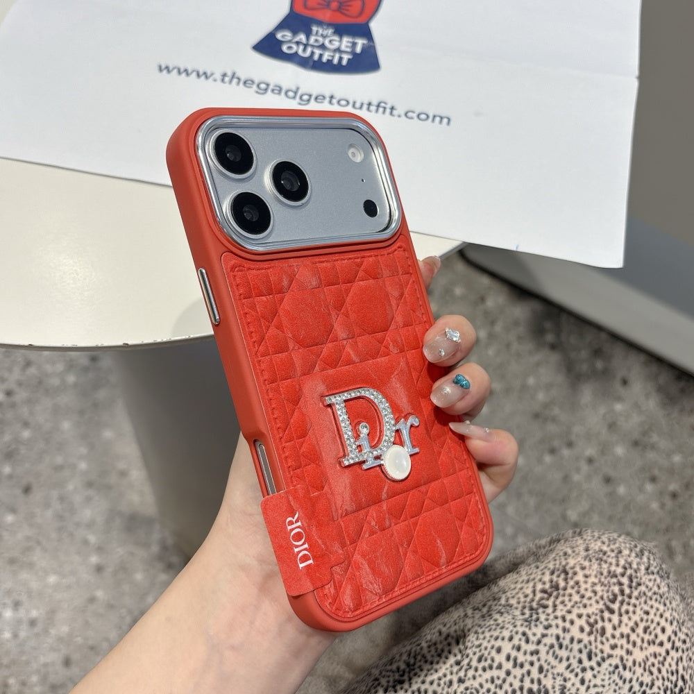 Red Quilted Camera Ring Case with Glossy Finish