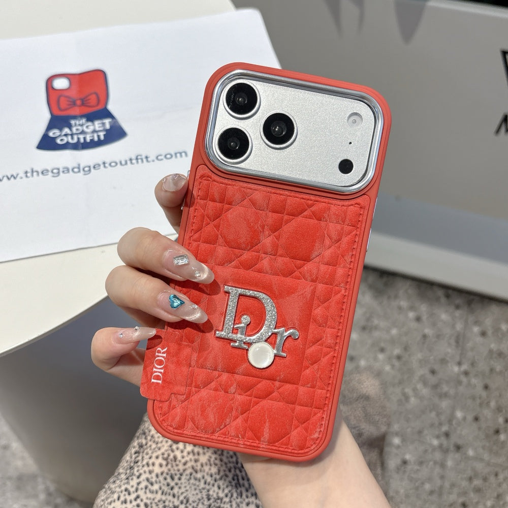 Red Quilted Camera Ring Case with Glossy Finish