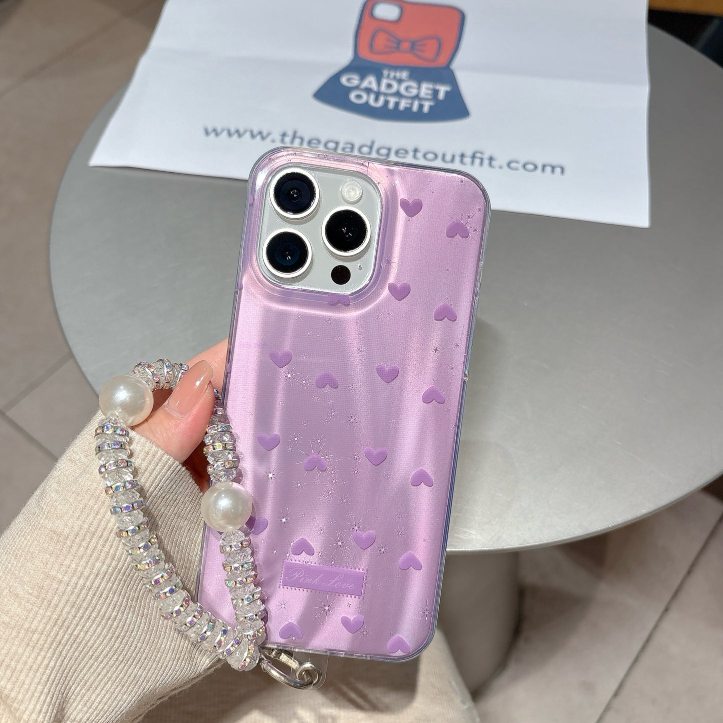 Chic Lavender Heart iPhone Case with Gloss Glow & Cute Love Pattern
