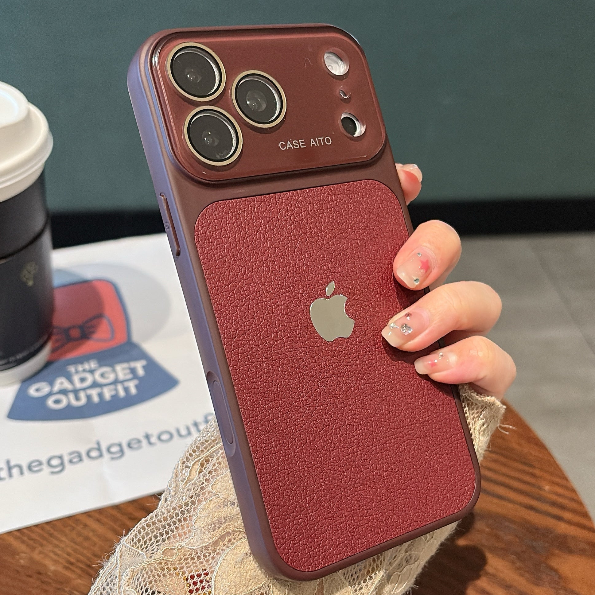 Wine Red Textured iPhone Case with Strong Grip and Lens Safety Design Wine Red Textured iPhone Case with Strong Grip and Lens Safety Design