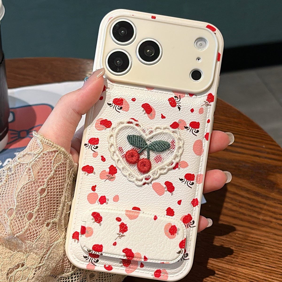 Cute Cherry Phone Case with Stand – Stylish Protective iPhone Cover