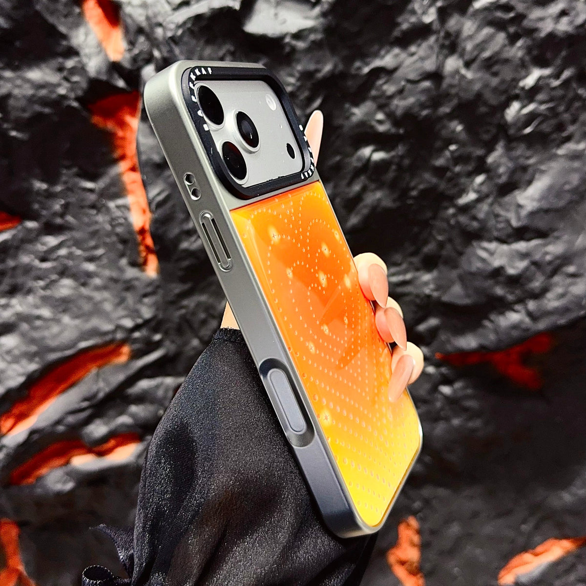 Orange Ombre Heart iPhone Case with Stud Design | Statement Phone Cover