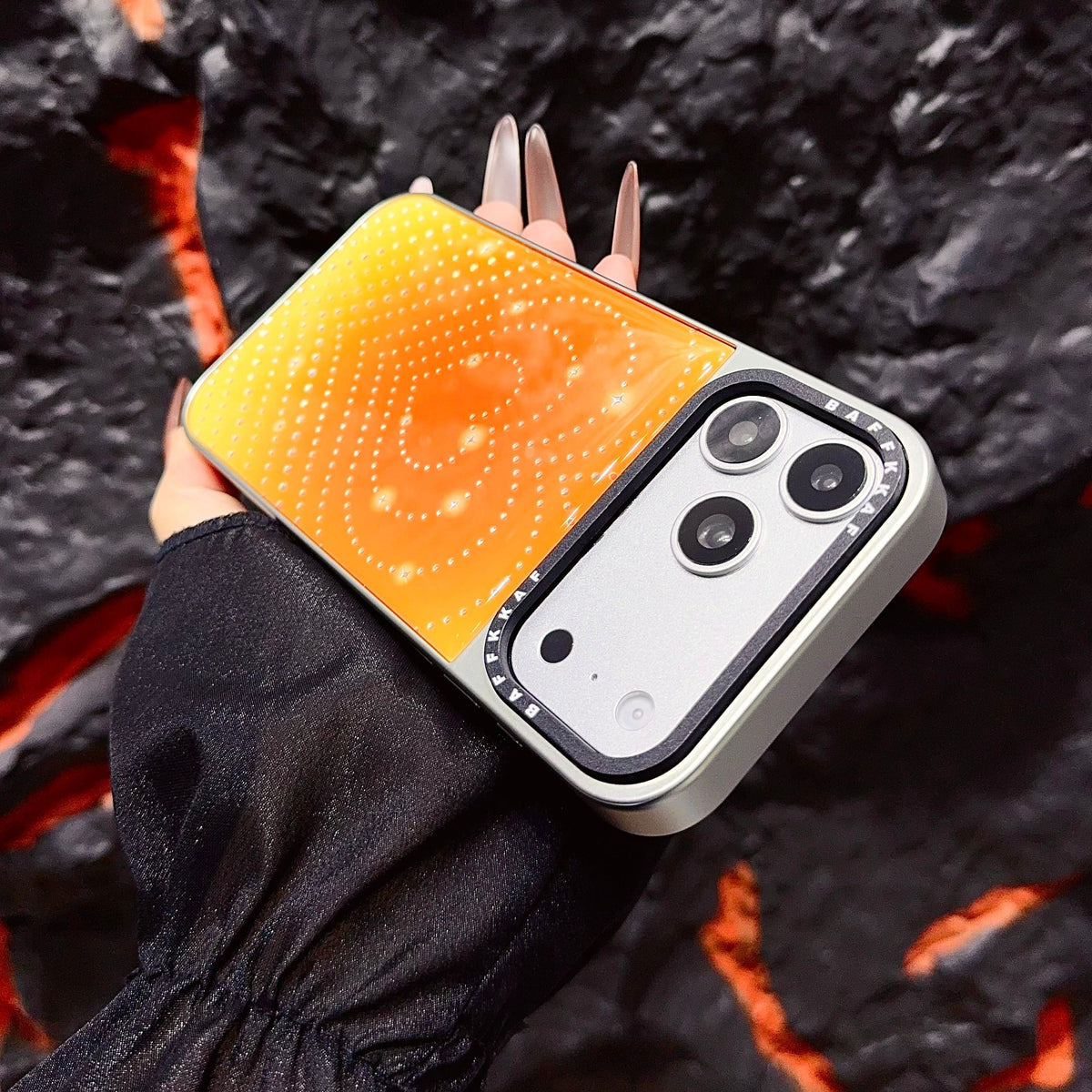 Orange Ombre Heart iPhone Case with Stud Design | Statement Phone Cover