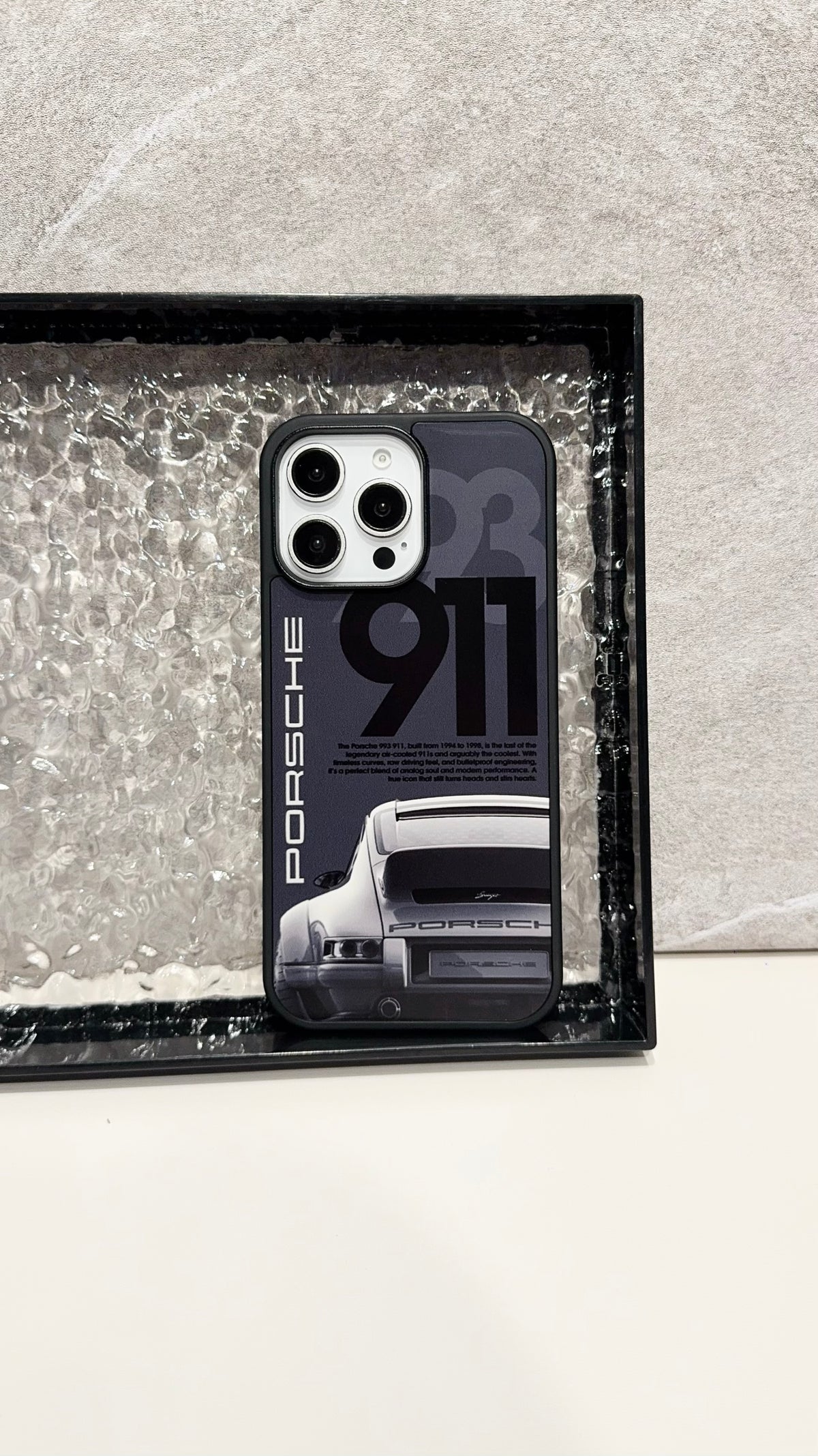 Classic Sports Car iPhone Case – Matte Black Luxury-Inspired Protective Cover