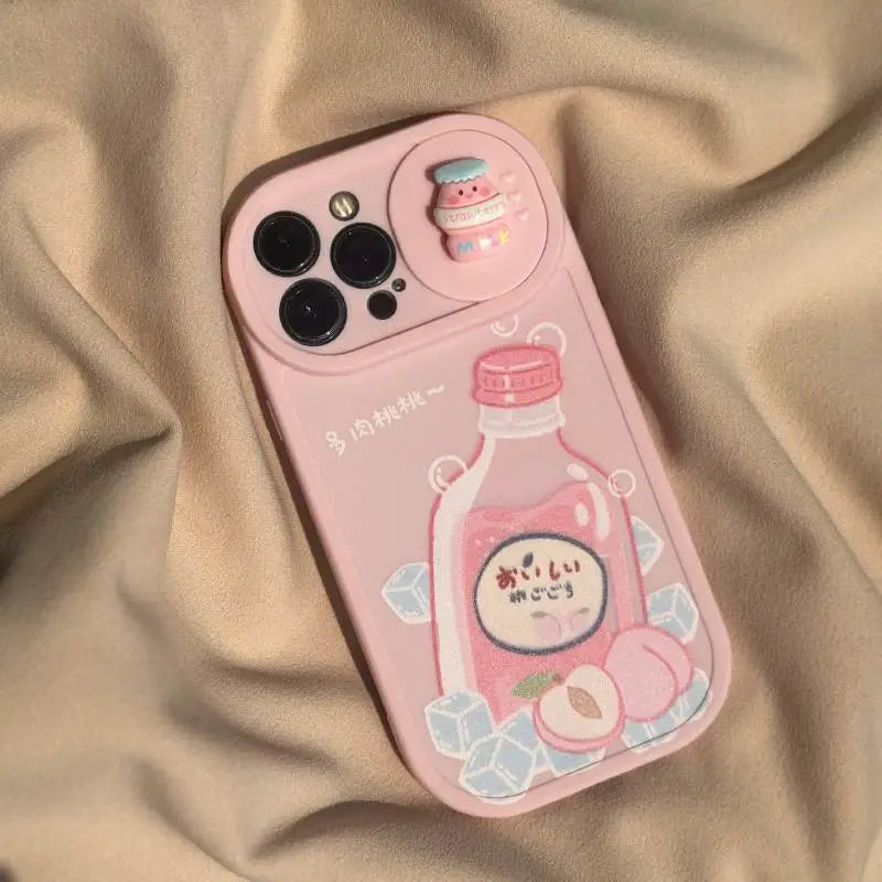 Peach Soda Bottle Camera slider iPhone Case – Kawaii Ice Edition