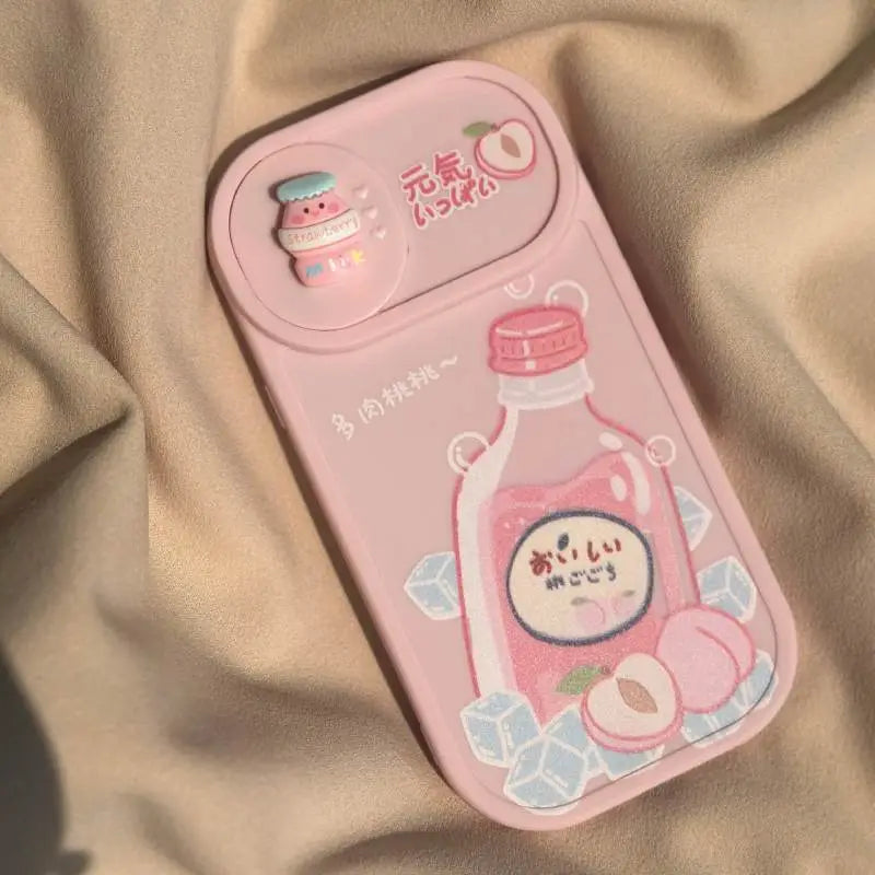 Peach Soda Bottle Camera slider iPhone Case – Kawaii Ice Edition