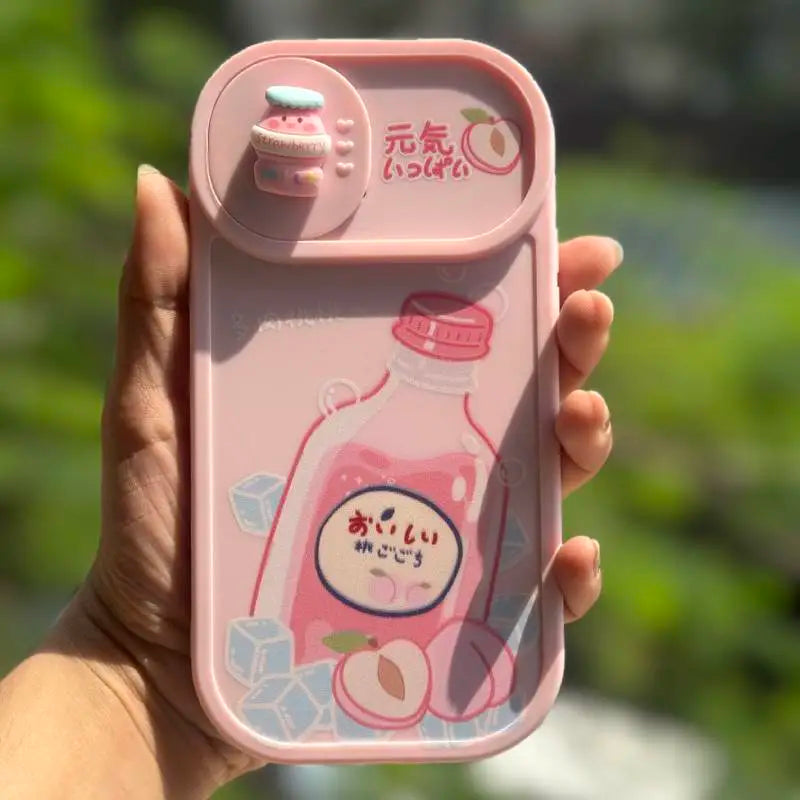 Peach Soda Bottle Camera slider iPhone Case – Kawaii Ice Edition