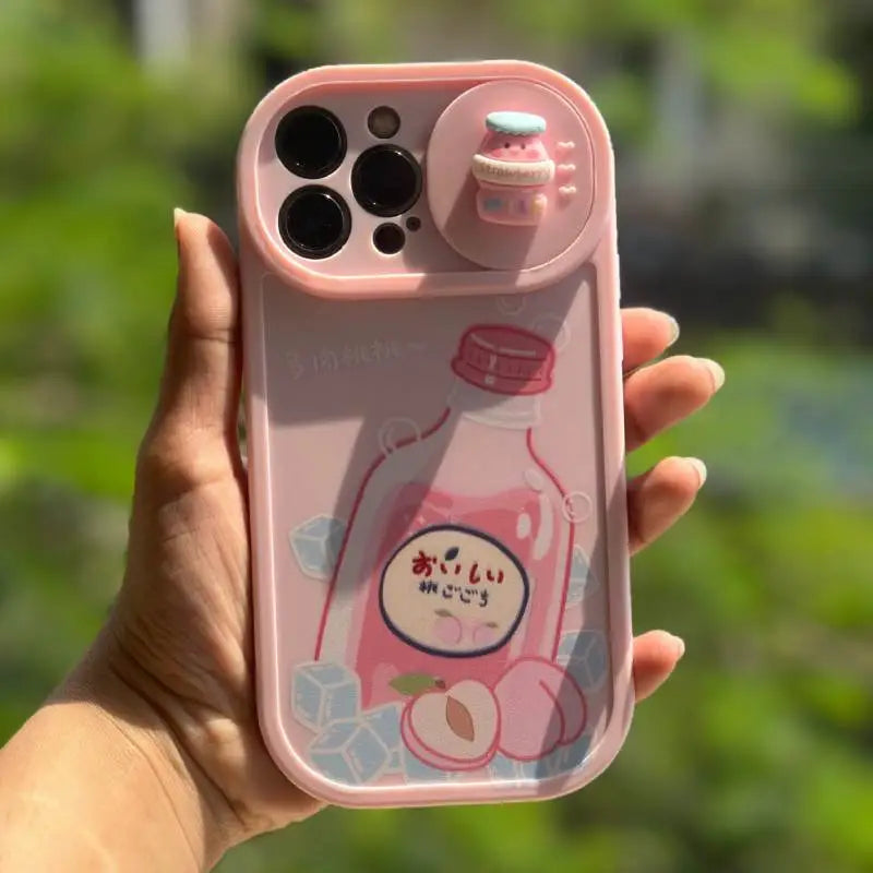 Peach Soda Bottle Camera slider iPhone Case – Kawaii Ice Edition