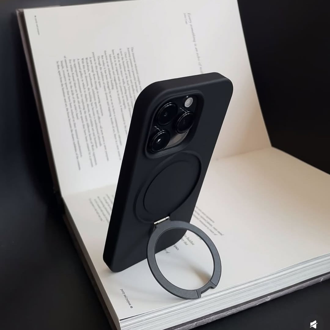 Matte Black Ring Stand MagSafe iPhone Case