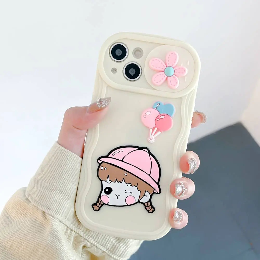 Cute Girl Pink Hat With Camera Slider Case