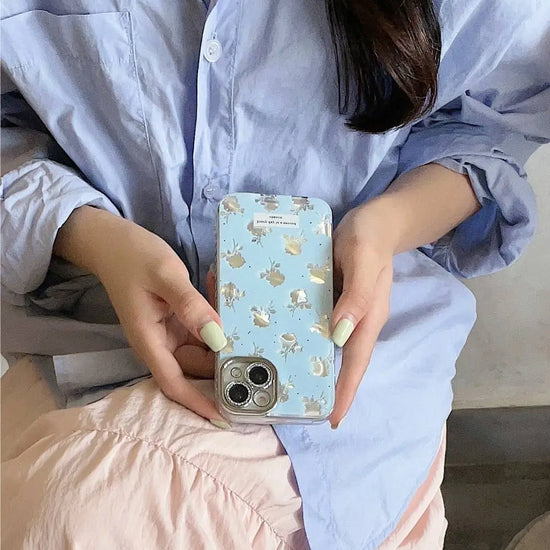 Blue Rose Holographic Case With Shimmer Camera Lens