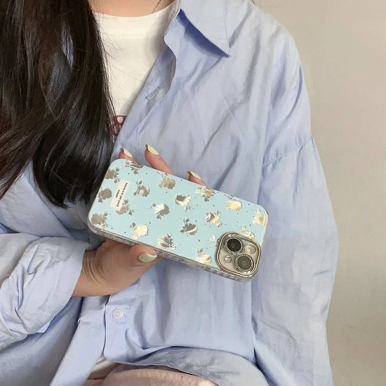 Blue Rose Holographic Case With Shimmer Camera Lens