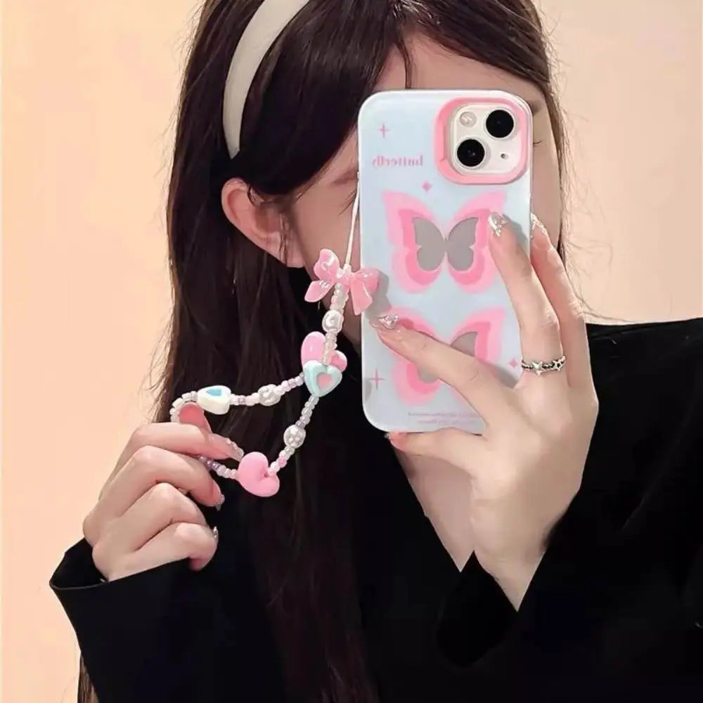 Pastel Mirror Butterfly Case with Pendant Charm