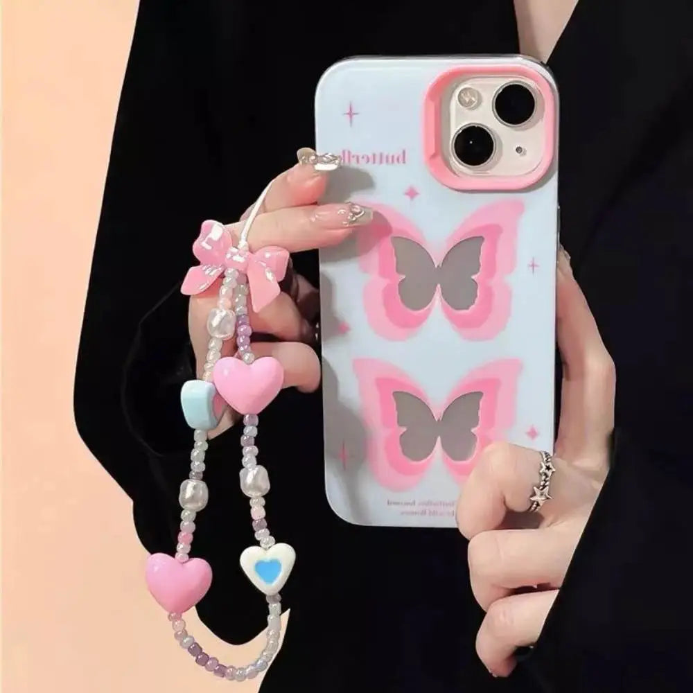 Pastel Mirror Butterfly Case with Pendant Charm