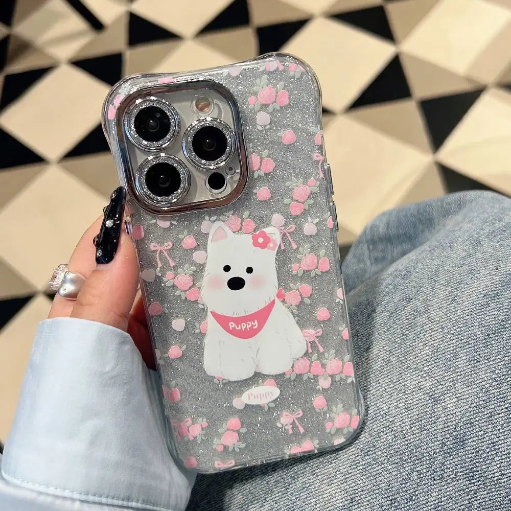 Shimmer Furr dog Case With Pendant Charm